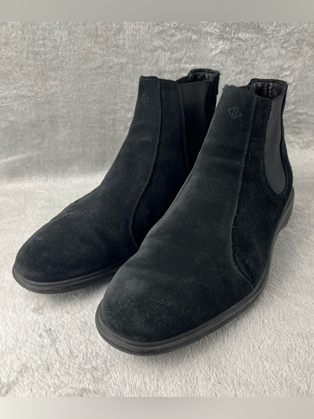 Amberjack Chelsea Boots Men's 10 M Black Suede Leather Ankle Stretch Comfort